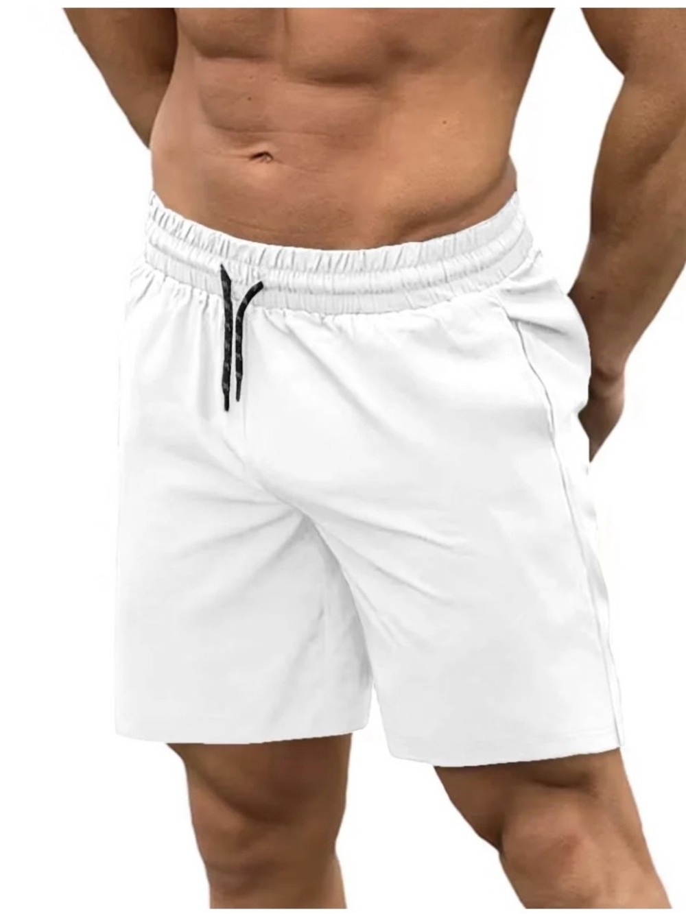 NWT COOFANDY White 2-in-1 Compression Lined Swim Trunks Shorts Medium
